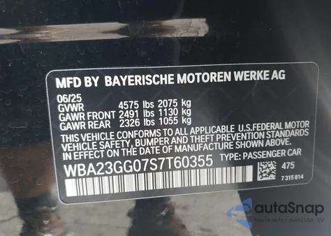 2025 BMW 228 Gran Coupe xDrive z USA, uszkodzony, nr VIN WBA23GG07S7T60355